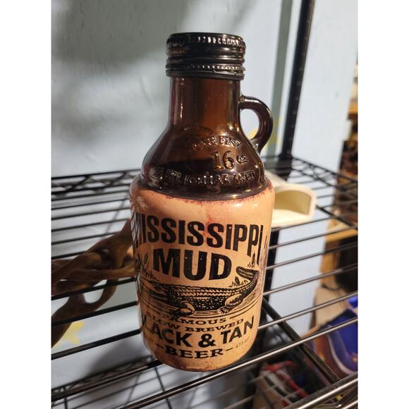 Mississippi Mud Other - Vintage Beer Bottle "Mississippi Mud" Black and Tan ~ 16oz~ EMPTY~ w/Cap